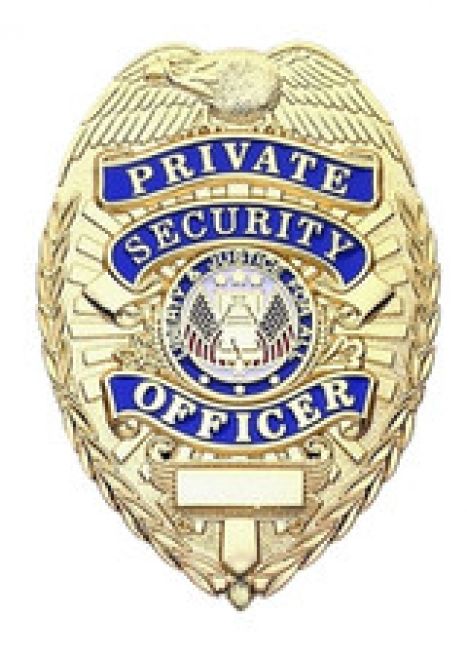 PRIVATE SECURITY OFFICER BADGE - TRADITIONAL SHIELD METAL SHIRT BADGE.